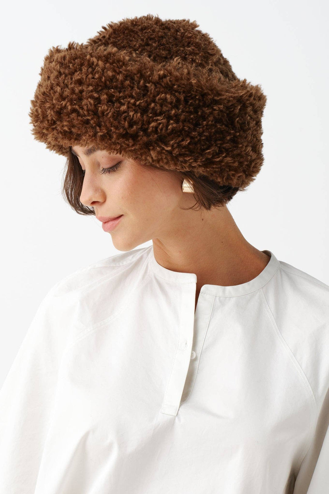 Sherpa Hat: Cream Faux Sheepskin