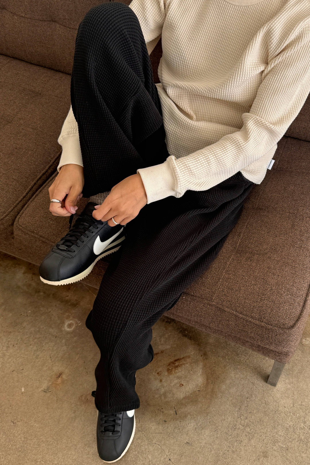 Le Bon Waffle Lo Pants: TRUE BLACK