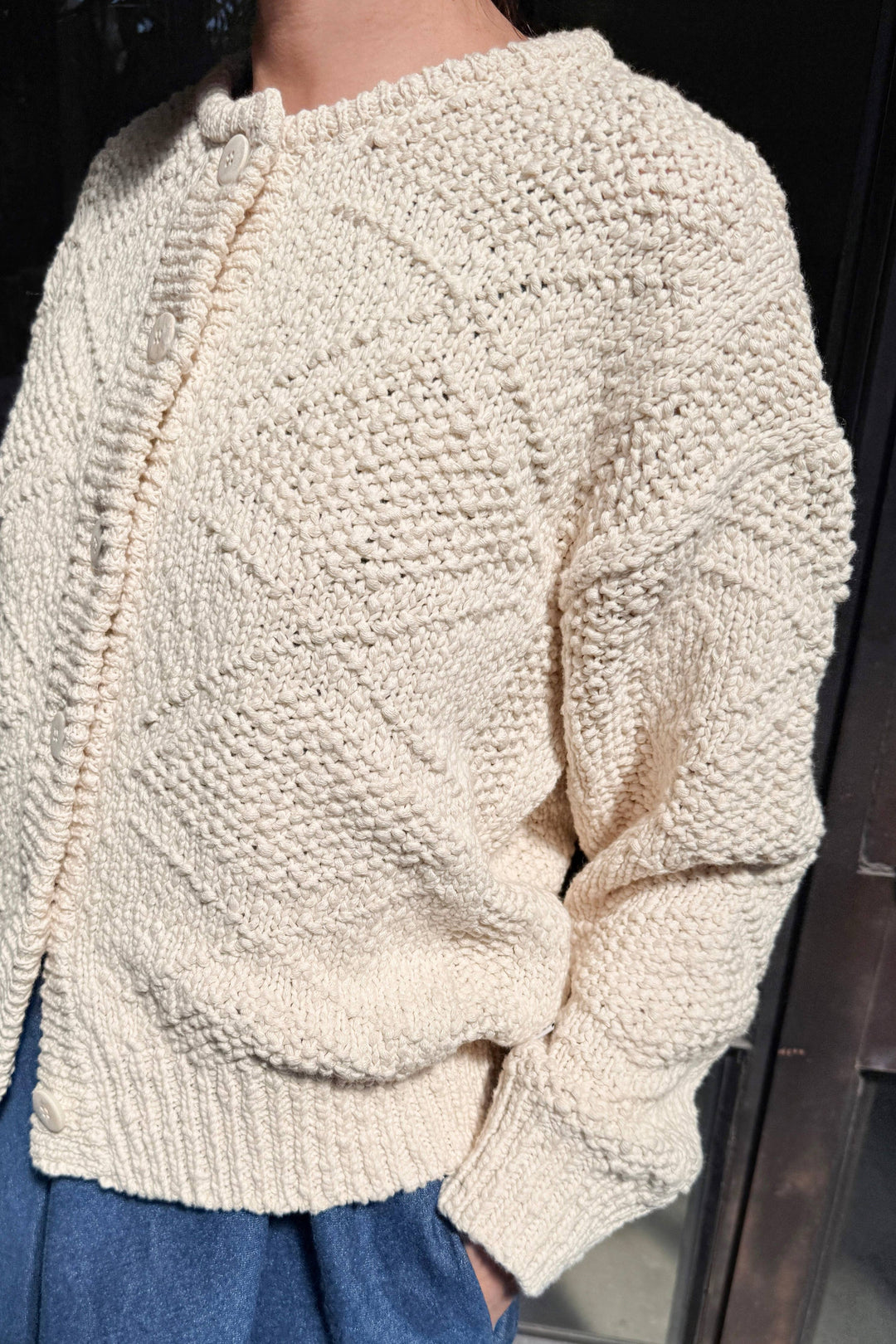 Mason Cotton Cardigan: Naturel