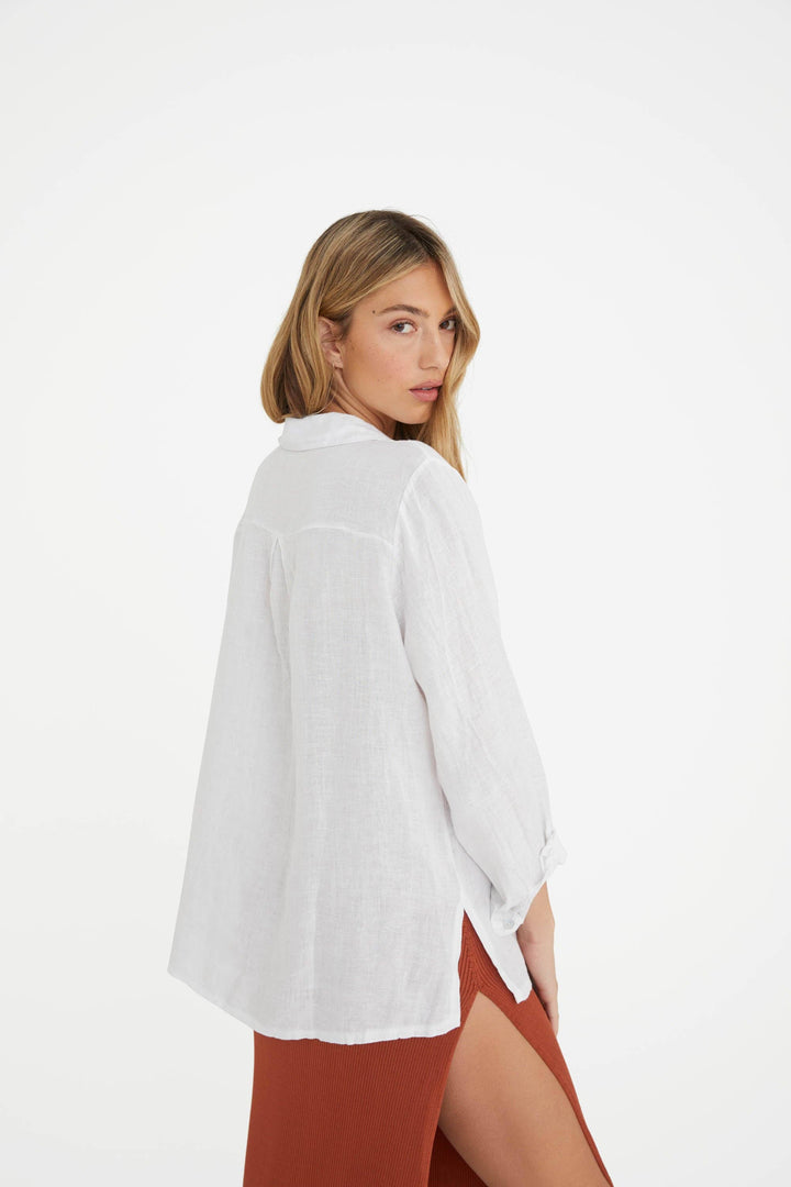 The Playa Linen Shirt in White: White / OS