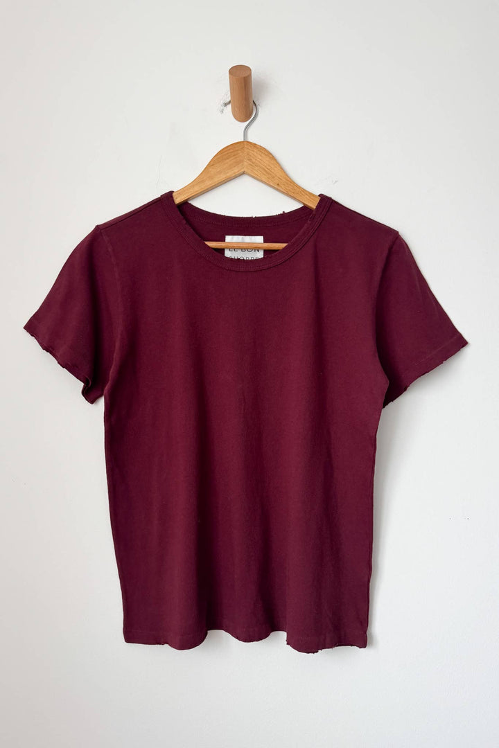 Organic Cotton Vintage Boy Tee: Burgundy