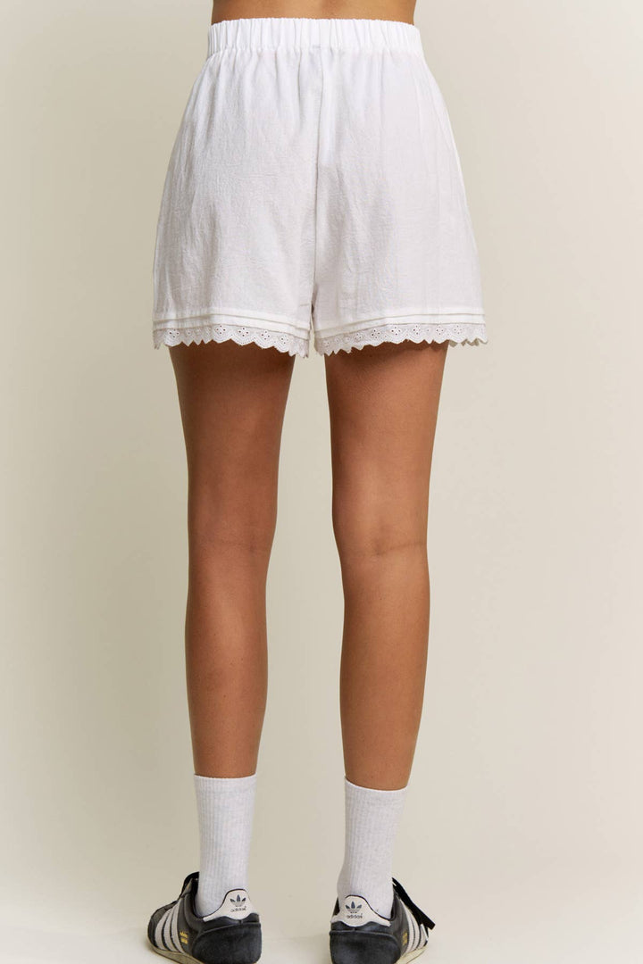 Flora lace trim cotton shorts