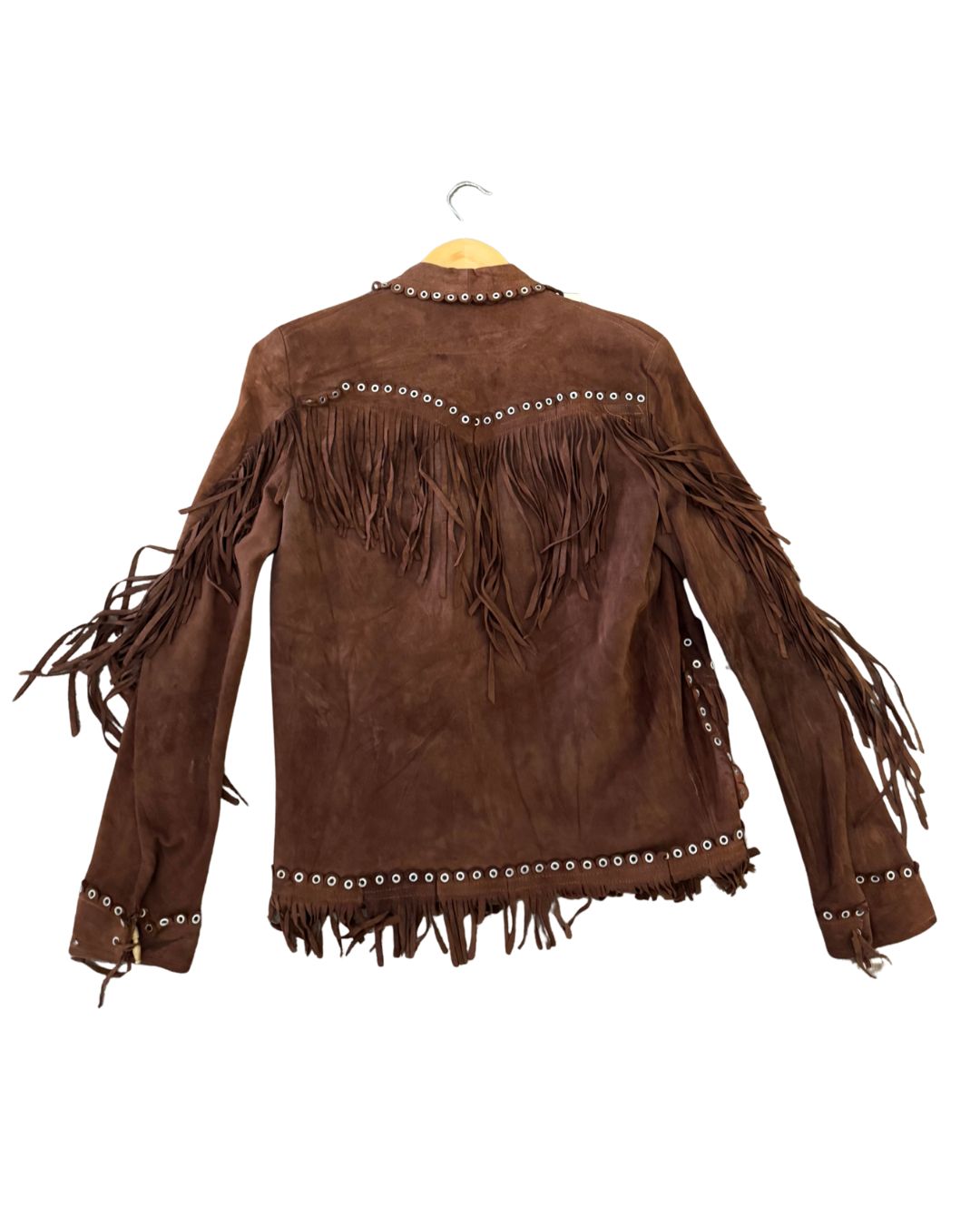 Vintage Suede Fringe & Stud Western Jacket – Rodeo Rockstar Style (1970s) - S