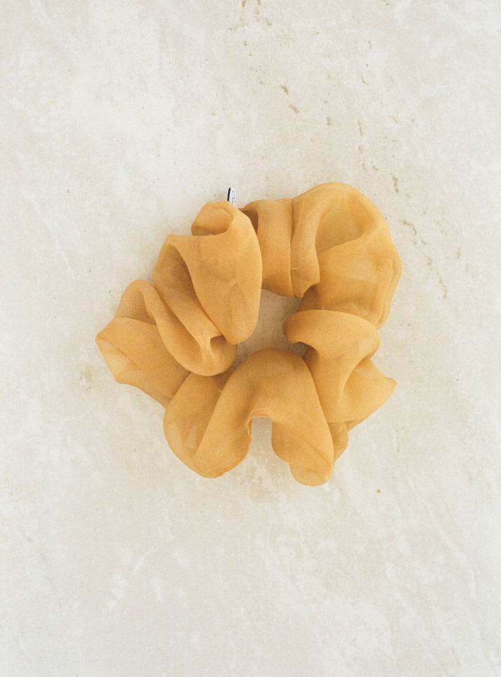 Sand Silk Organza Plant Dyed Scrunchie | Handmade