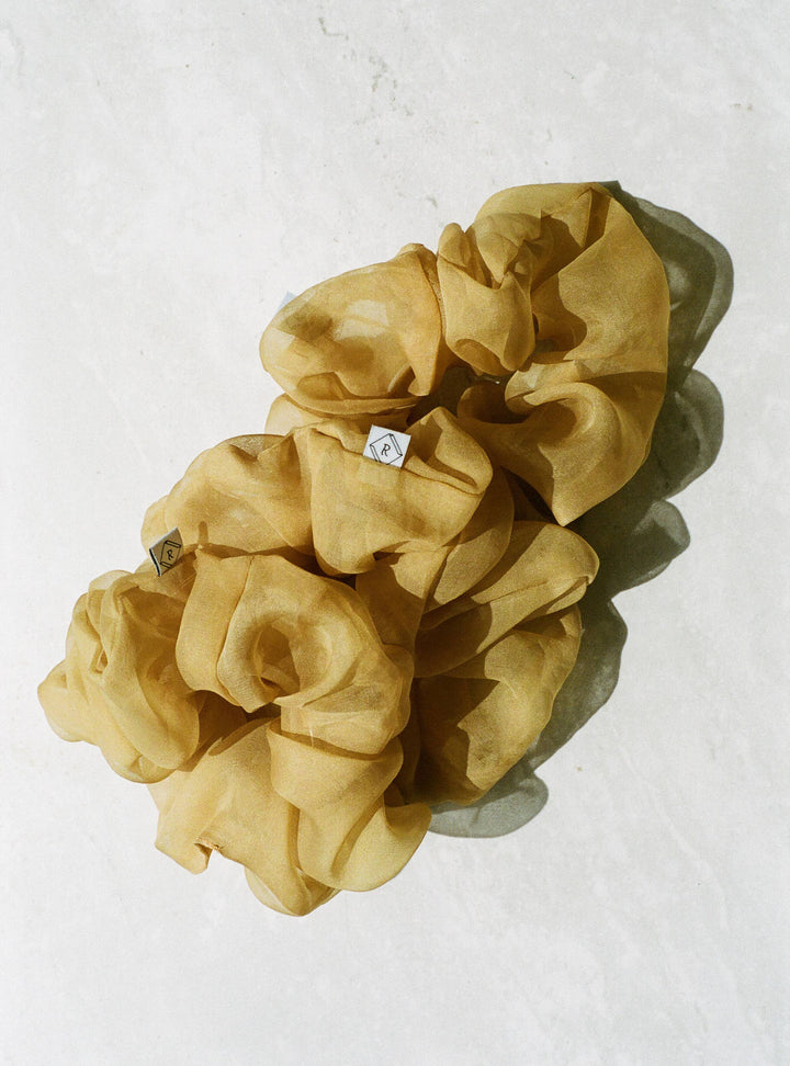 Sand Silk Organza Plant Dyed Scrunchie | Handmade