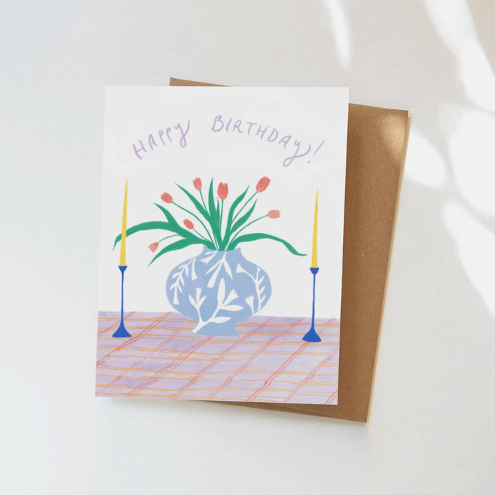 Birthday Tulips Greeting Card - Hand-Painted, Eco-Friendly