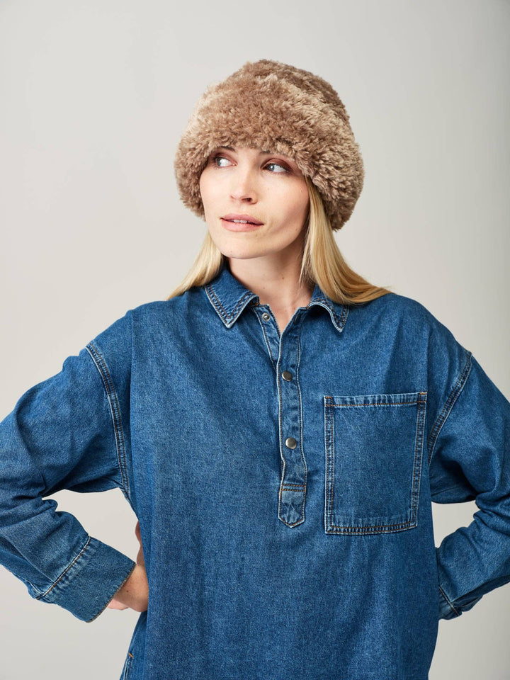 Sherpa Hat: Navy Faux Sheepskin