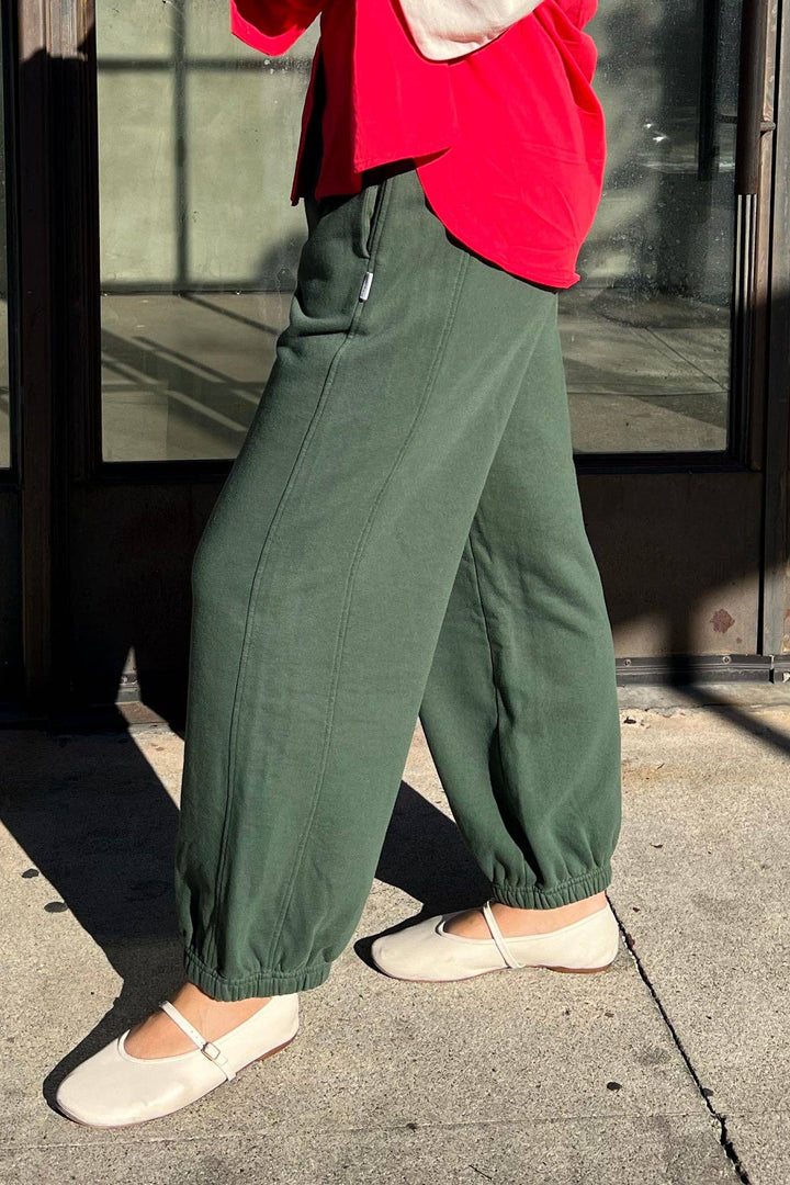 Le Bon French Terry Balloon Pants: Cedar Green