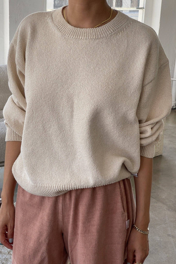 Le Bon Milo Cotton Sweater: Naturel