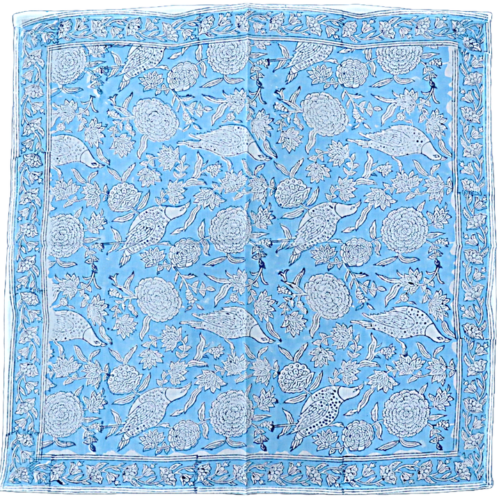 Blue Skies - Hand Block Printed Cotton Bandana