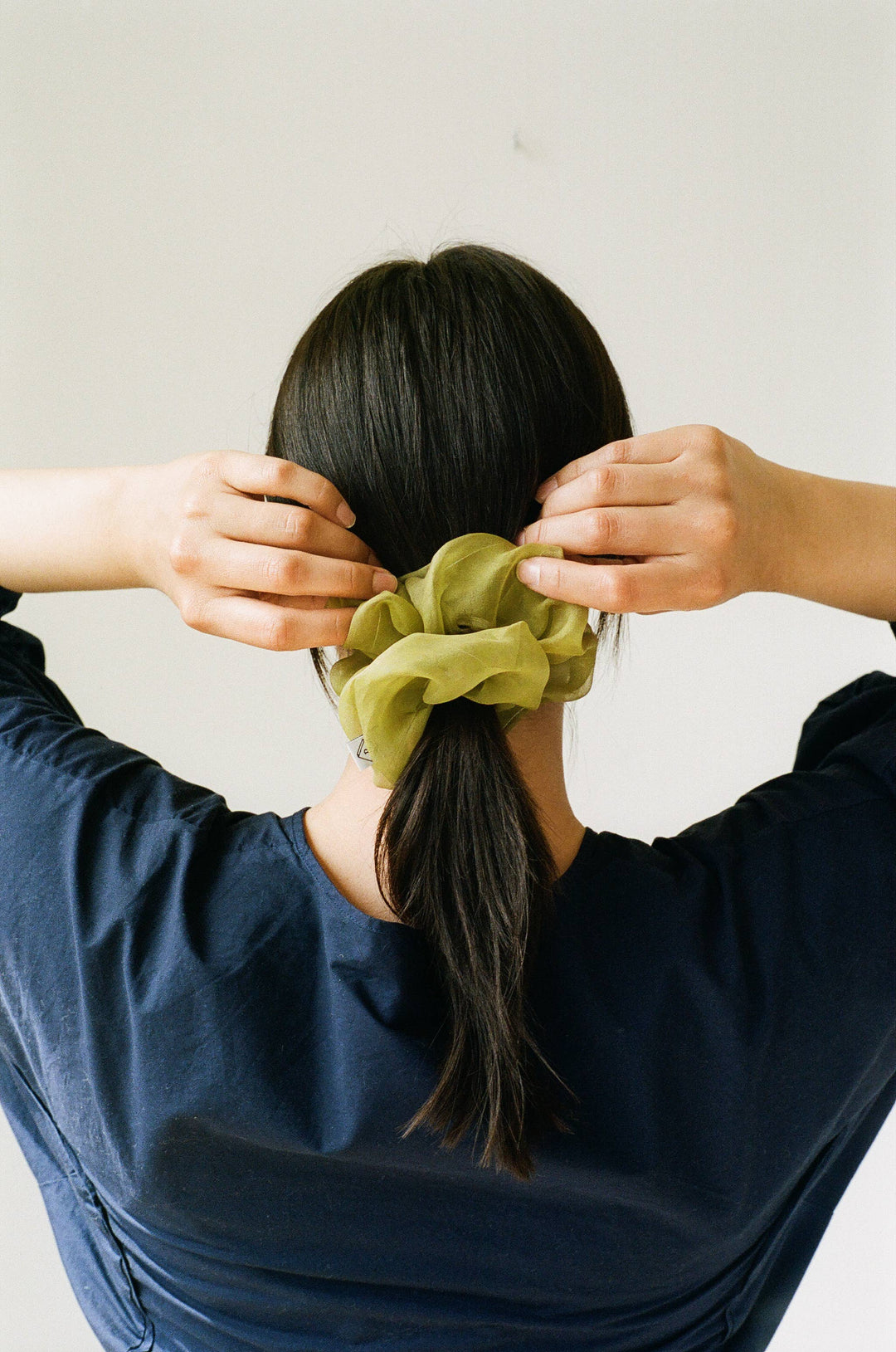 Sage Silk Organza Plant Dyed Scrunchie | Handmade