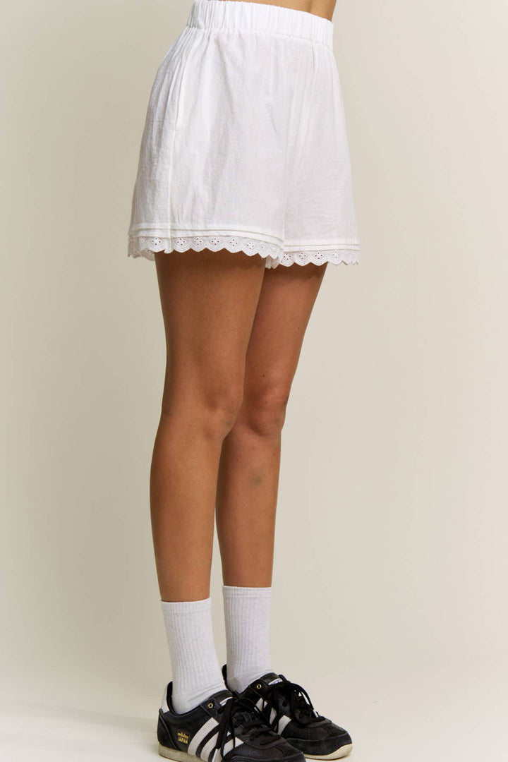 Flora lace trim cotton shorts