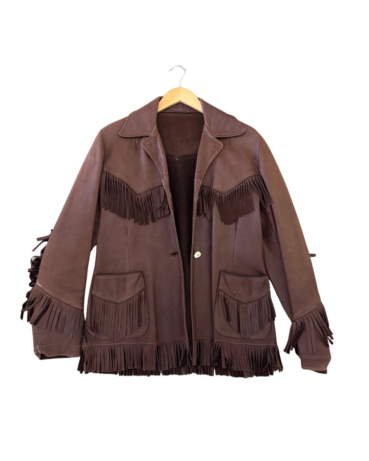 1955 Custom-Made Western Fringe Leather Jacket – S