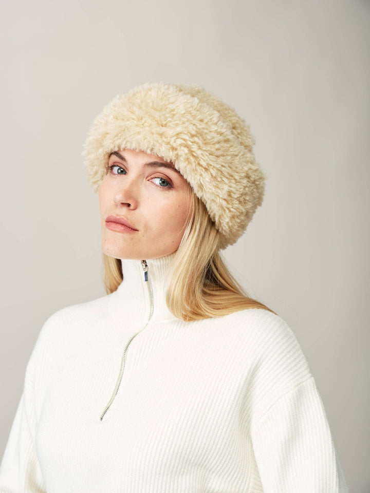 Sherpa Hat: Taupe Faux Sheepskin