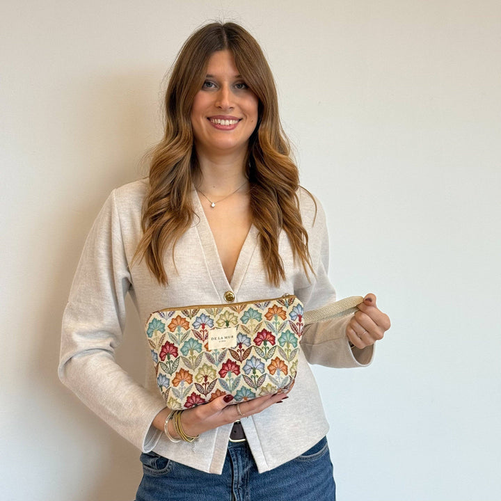 Flora floral jacquard large makeup bag
