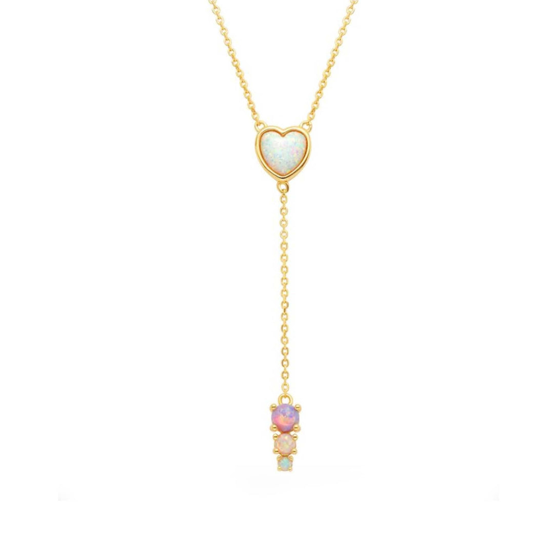 Pastel Opal Heart Lariat