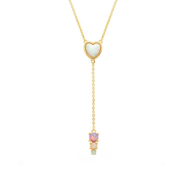 Pastel Opal Heart Lariat