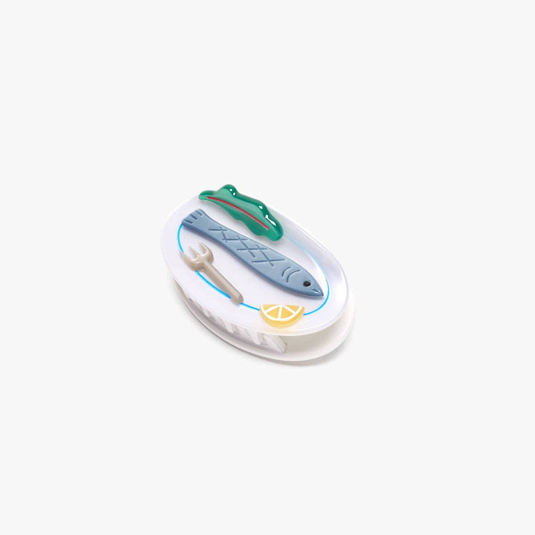 Poisson Claw - Sardine Fish on Plate Food Hair Clip