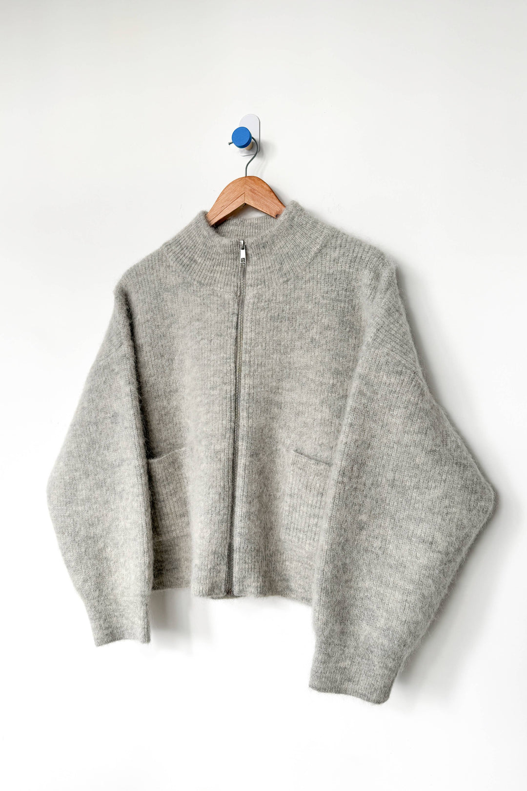 Alpaca Zip Front Jacket - Light Grey