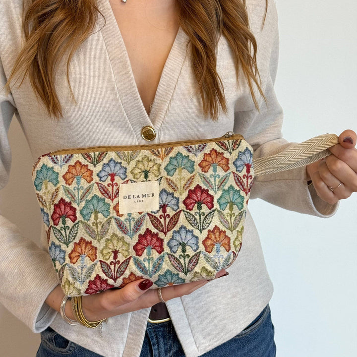 Floral Jacquard Large Makeup Bag – Multicolor (Flora)