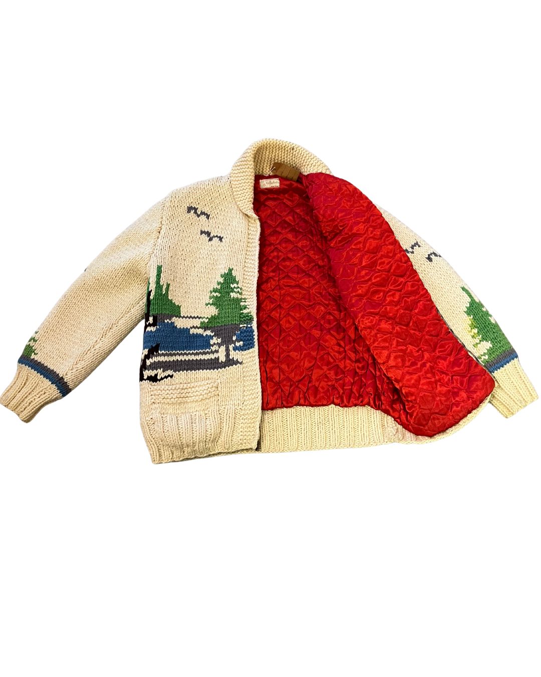 1950's Deer Vintage Cowichan w/Satin Red Lining - M/L