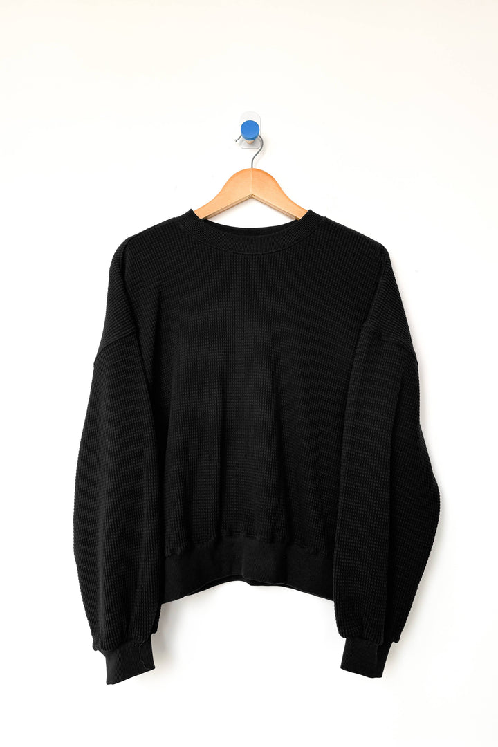 Le Bon Waffle Core Sweatshirt: TRUE BLACK