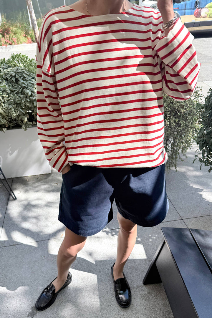Marseille Top: White Stripe on Coffee