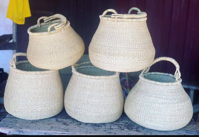 Bolga Pot Basket for Decor & Storage, All Natural