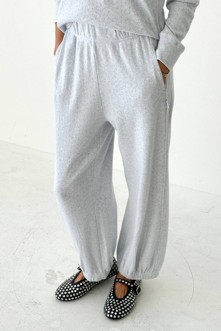 Pointelle Balloon Pants: Icy Grey