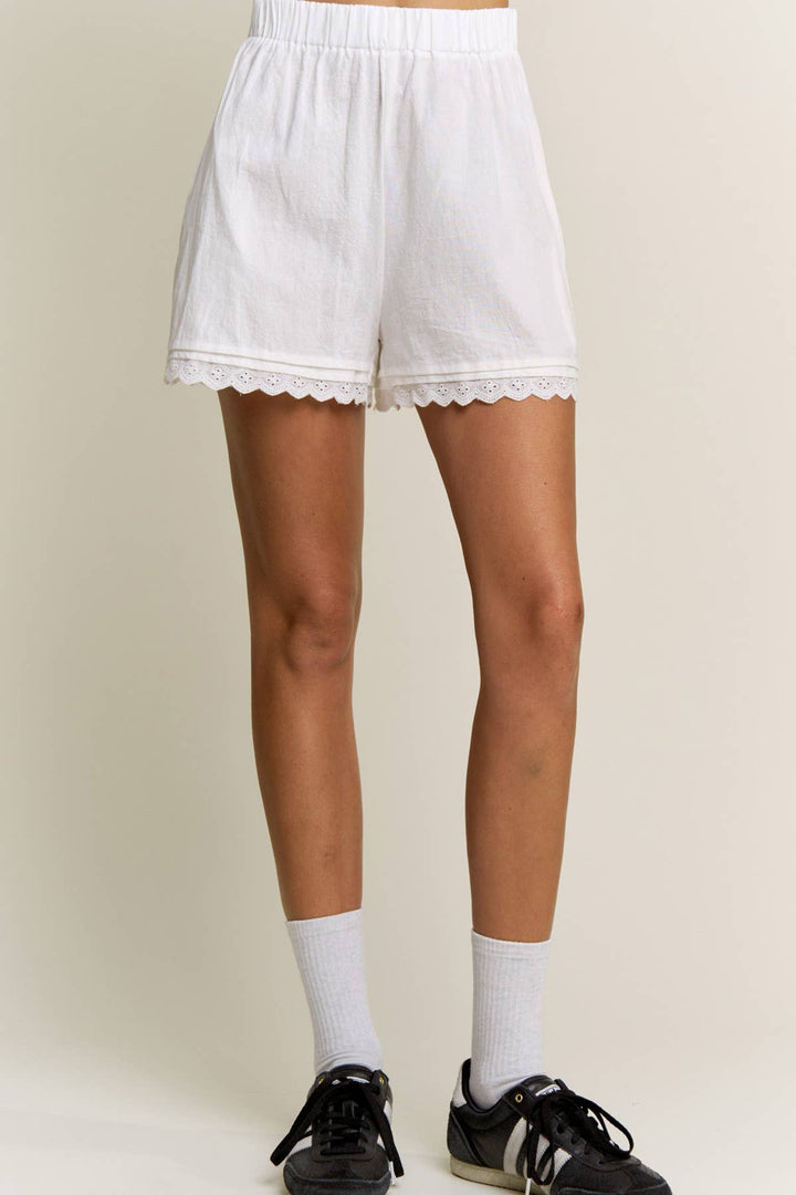 Flora lace trim cotton shorts