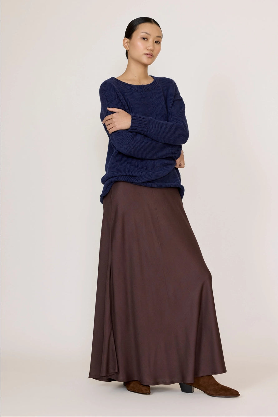Bias Maxi Skirt - Chocolate