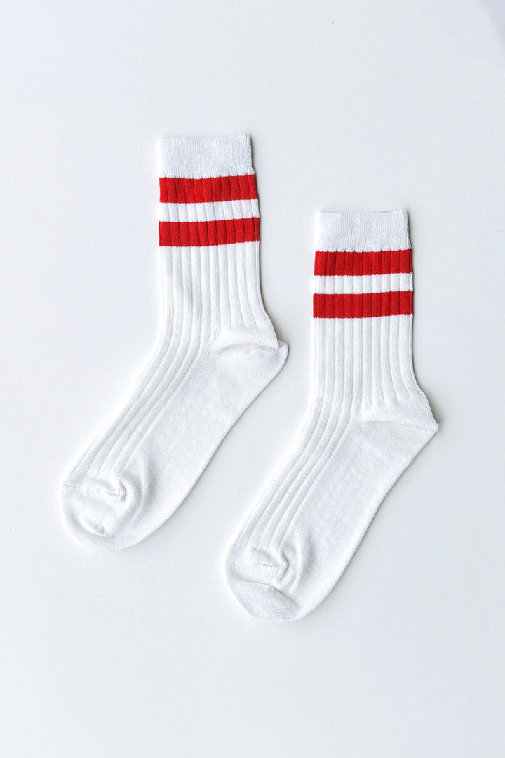Her Varsity Socks: White Coral
