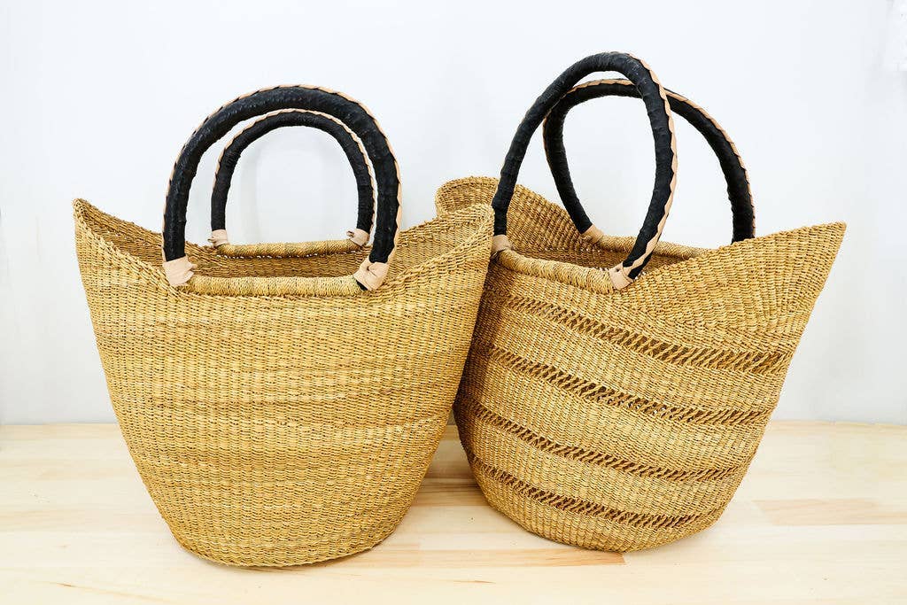 U-Shopper Tote Basket Bag, Natural Open Weave
