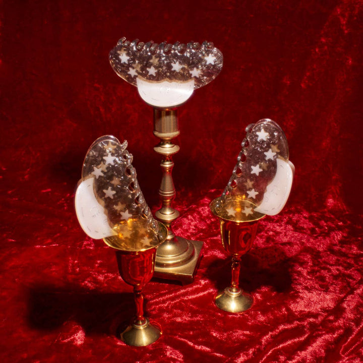 Silver Sparkle Acetate Moon and Stars Astrology Hair Claw