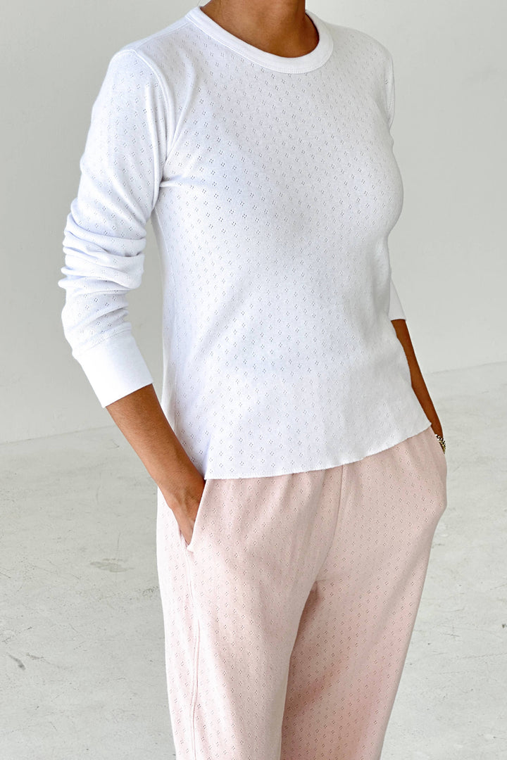 Pointelle Fundamental Tee: Snow White