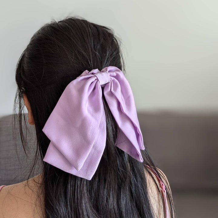 Handmade Silk Satin Hair Bow Scrunchies: White