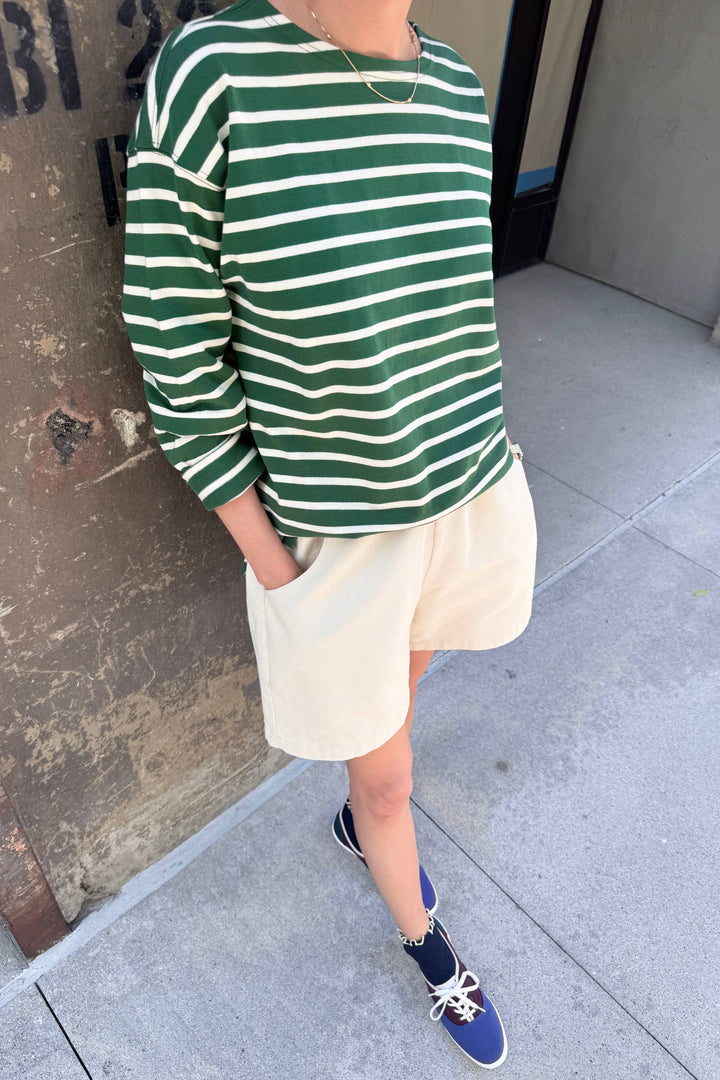 Marseille Top: White Stripe on Coffee