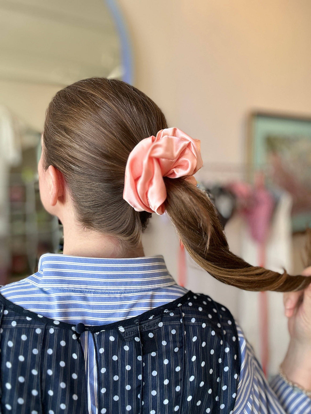 Mini Satin Scrunchie: Peach