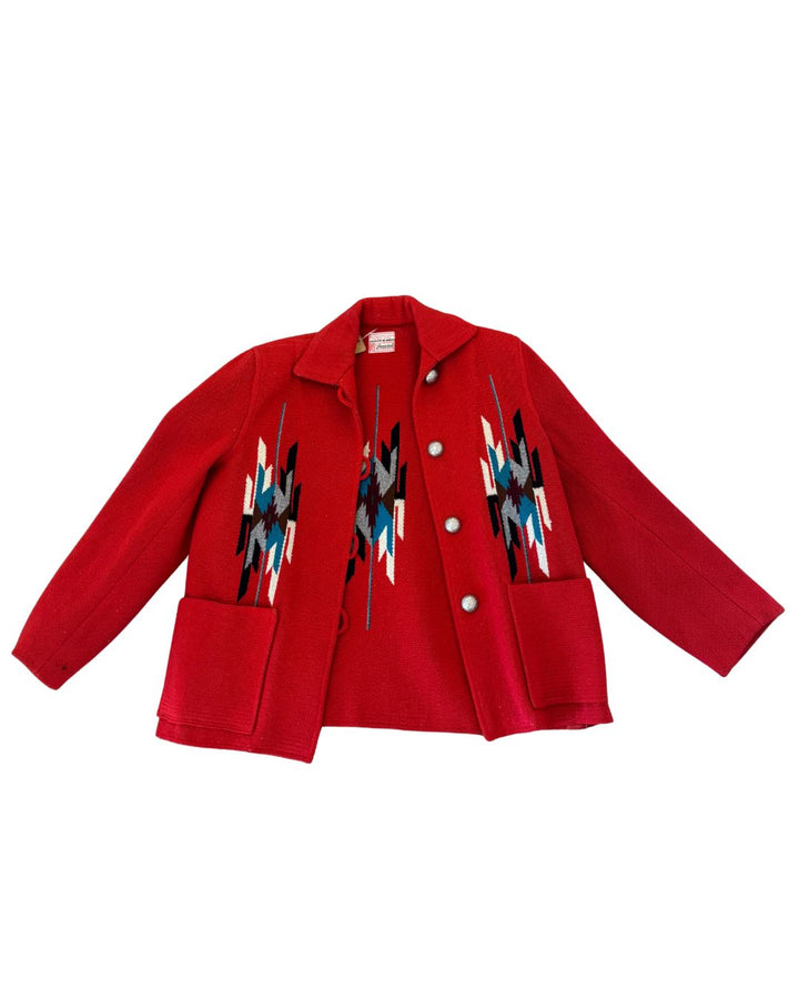 Vintage 1950's Red Chimayó Wool Jacket - S/M