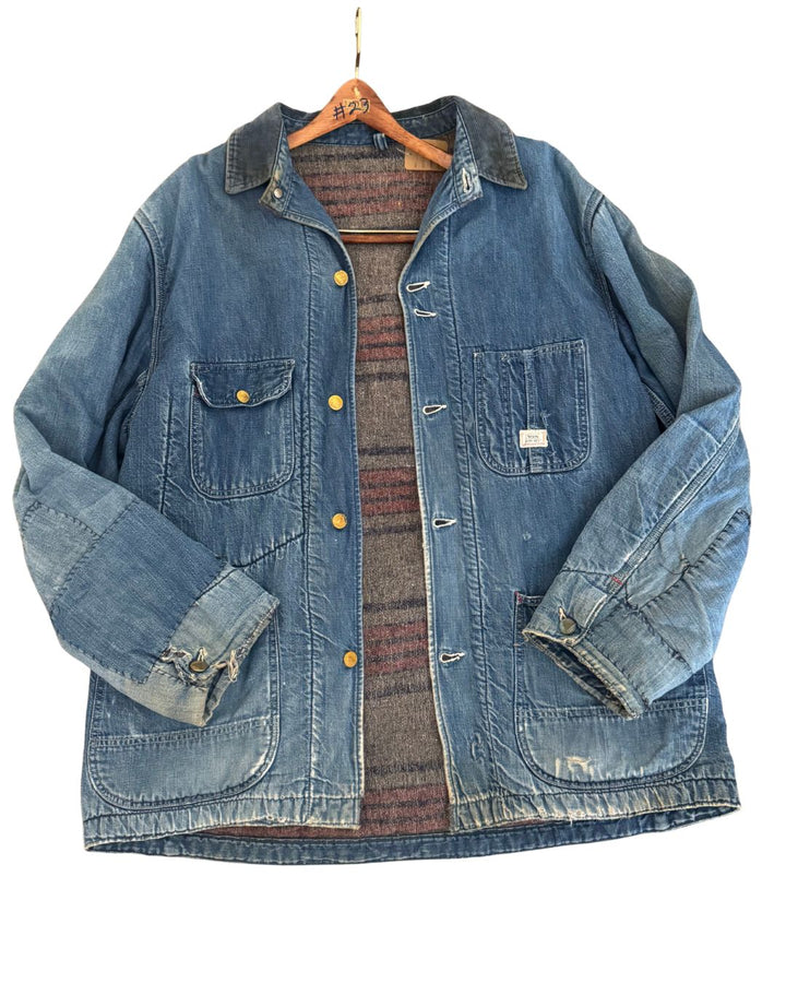 Vintage Sears Denim Chore Jacket – Blanket Lined w/ Mending & Patina - L
