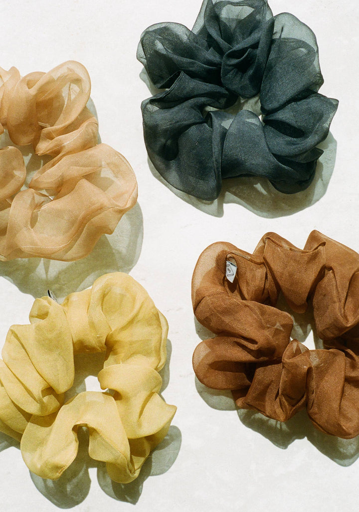 Sand Silk Organza Plant Dyed Scrunchie | Handmade