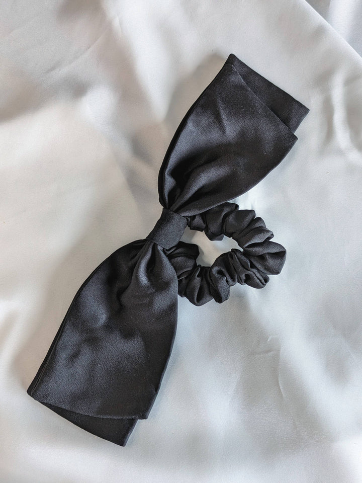 Handmade Silk Satin Hair Bow Scrunchies: White