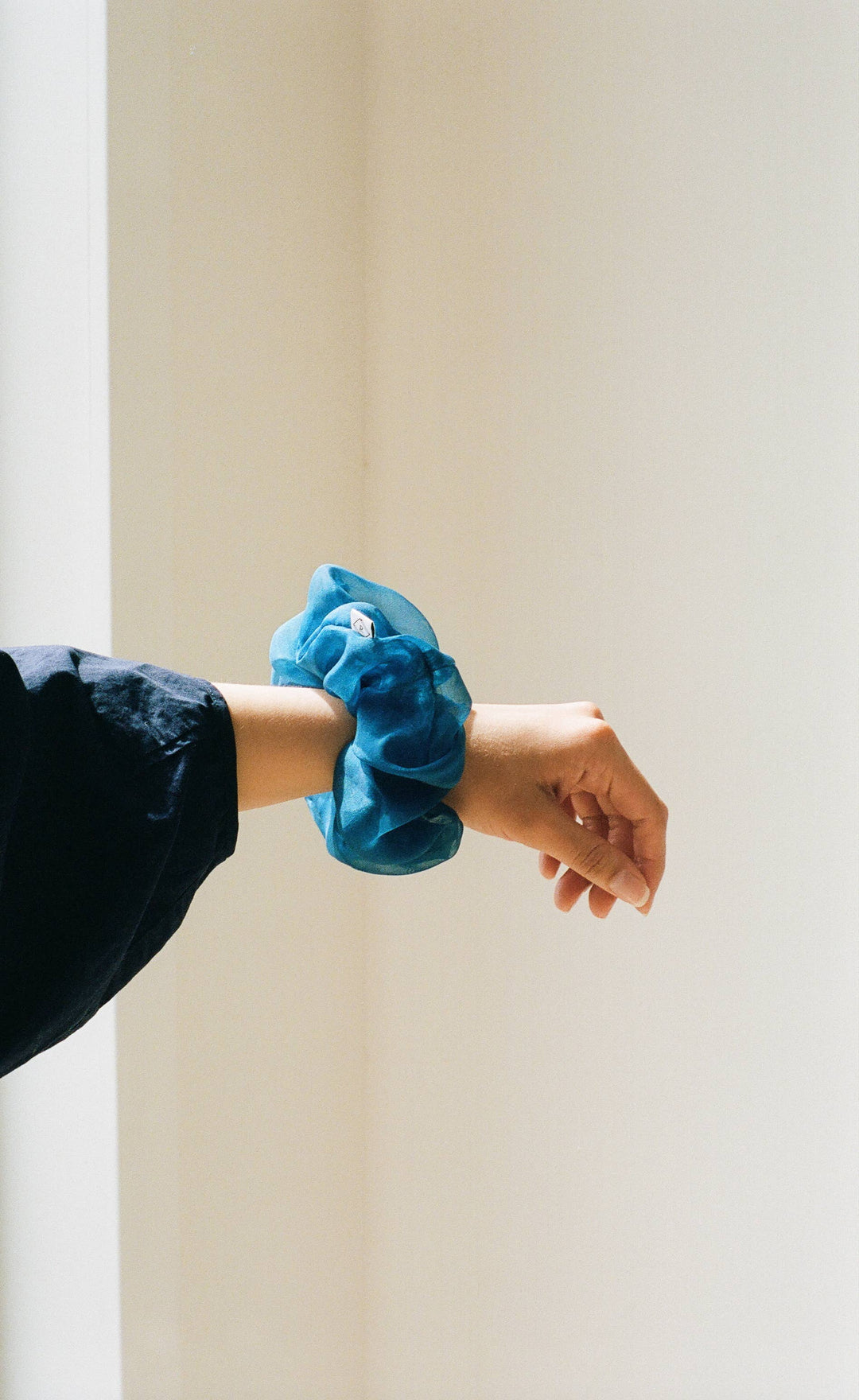 Indigo Silk Organza Plant Dyed Scrunchie | Handmade