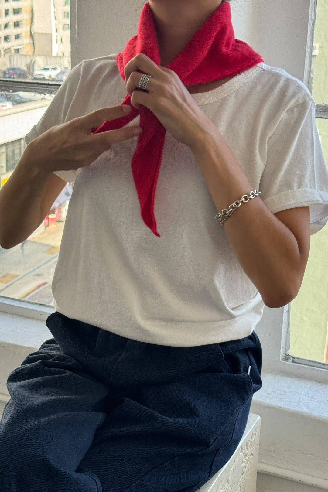 Le Bon Cashmere Bandana: OATMEAL