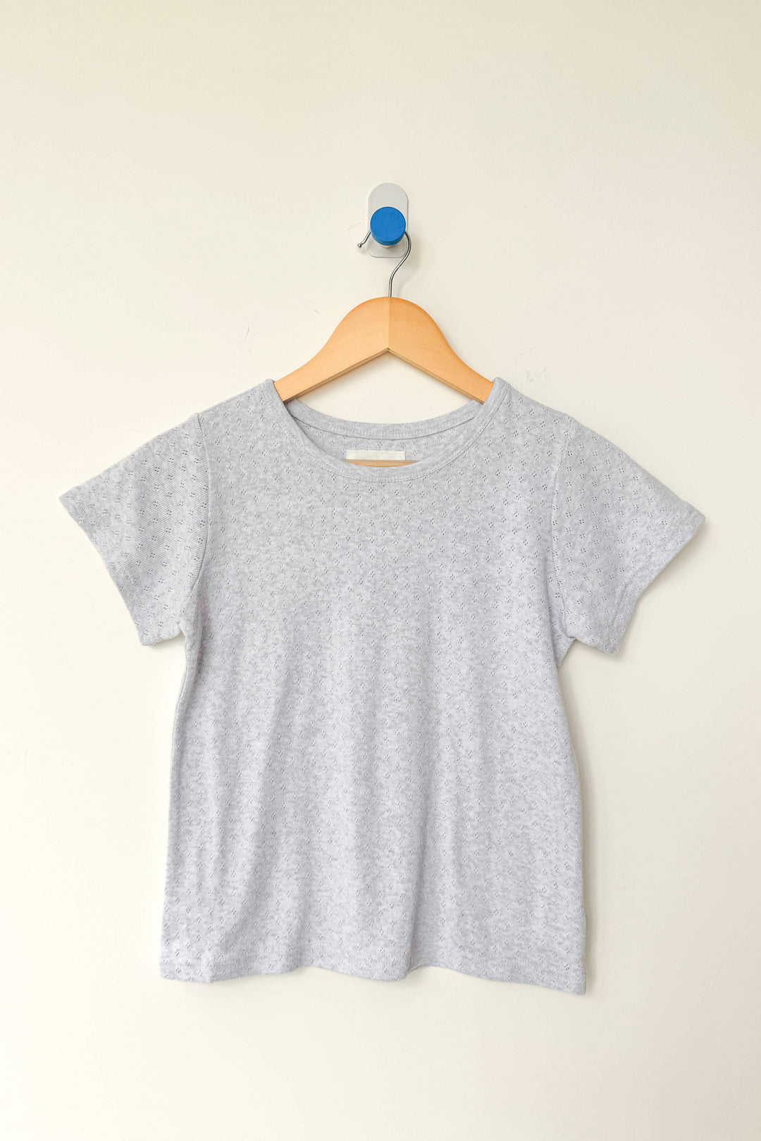 Pointelle Babe Tee: Icy Grey