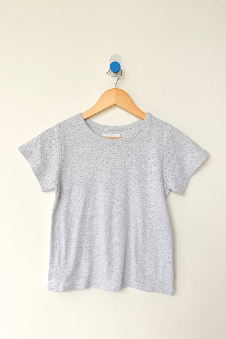 Pointelle Babe Tee: Icy Grey