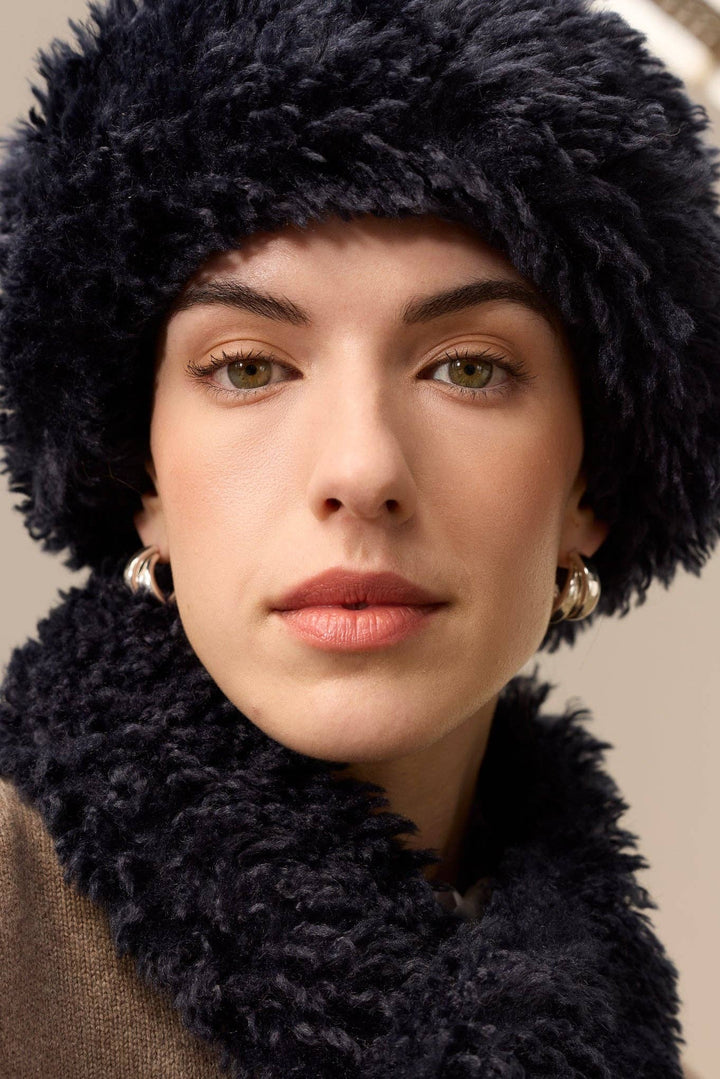 Sherpa Hat: Navy Faux Sheepskin