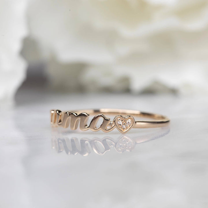 14kt Gold Diamond Heart Mama Ring: 6