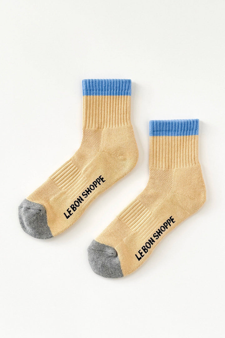 Color Block Girlfriend Socks: Yellow Blue