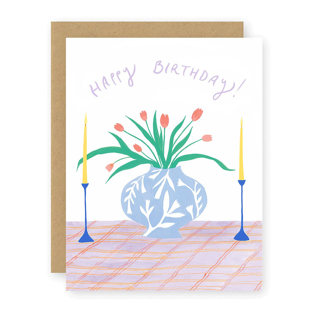Birthday Tulips Greeting Card - Hand-Painted, Eco-Friendly